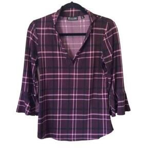 7th Avenue Design Studio Plaid Top - Stylish and Chic - Size XS